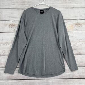 Cuts Long Sleeve Crewneck T-Shirt Mens XL‎ Heathered Gray Curved Hem